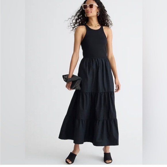 J. Crew Dresses & Skirts - J. Crew vintage rib high-neck cutaway tank dress with poplin skirt size L